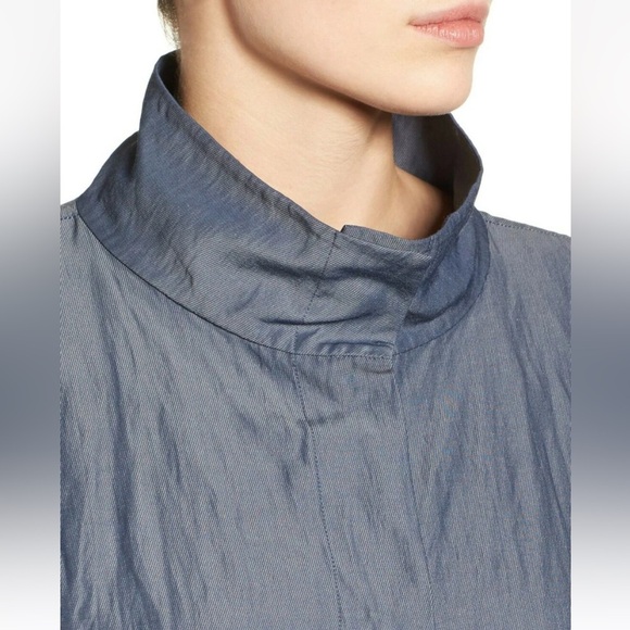 Eileen Fisher Jacket Organic Denim Cotton Metallic Thread Coat Size XL Oversized - Picture 5 of 13